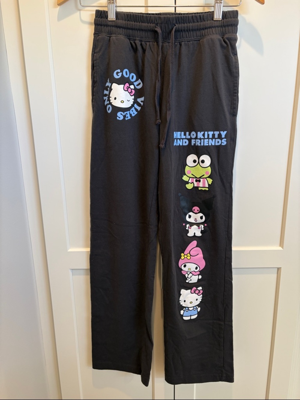 Hello Kitty Black Lounge Pants with Pastel Character Prints